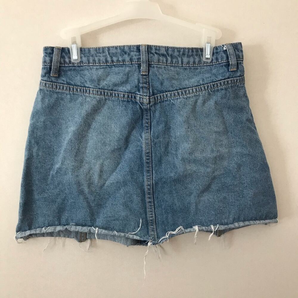 IJOAH Denim Button Front Cut Off Mini Skirt - Picture 2 of 5